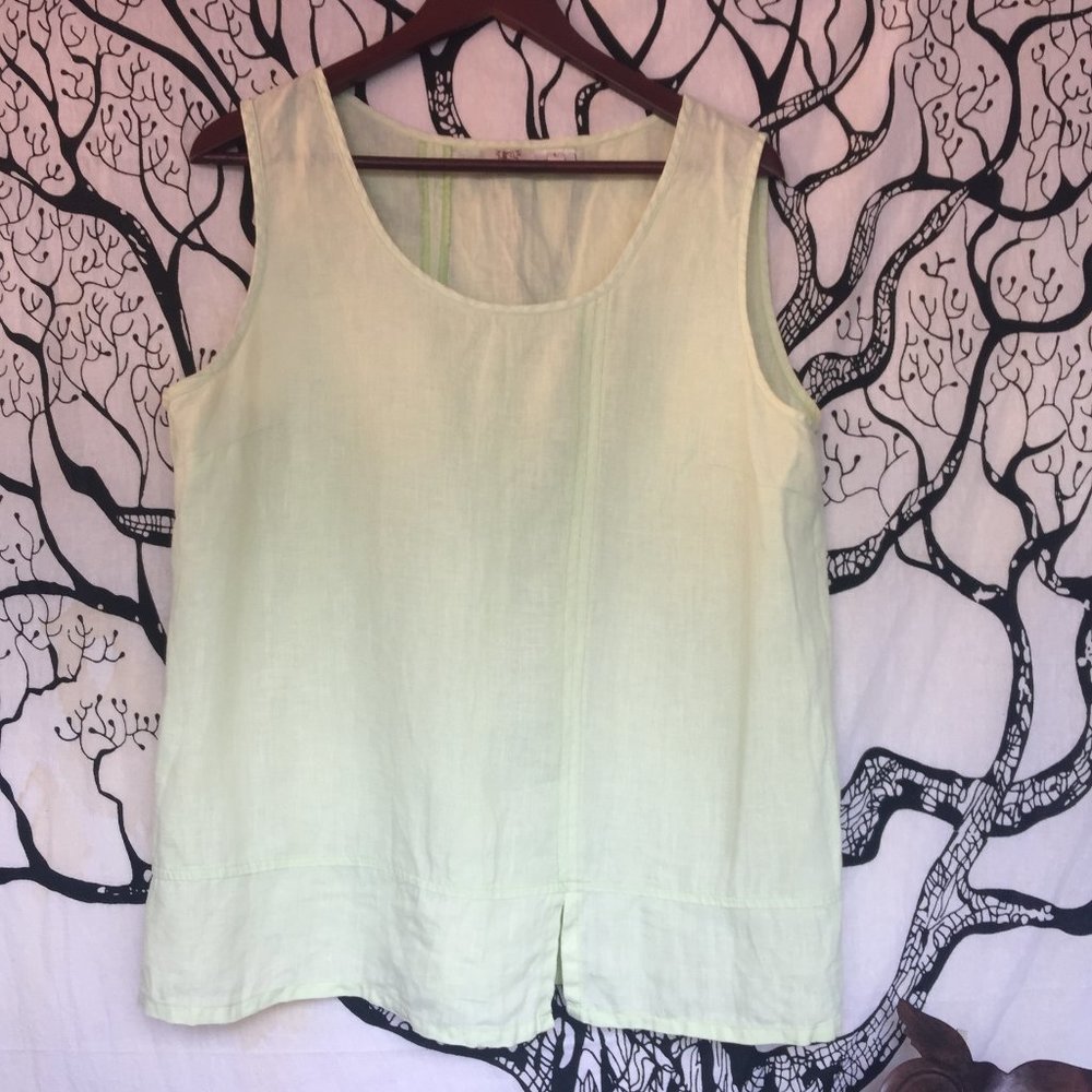 LA Blend Handmade 100% Linen Tank Blouse - Mint Green - Size Large - Picture 2 of 3